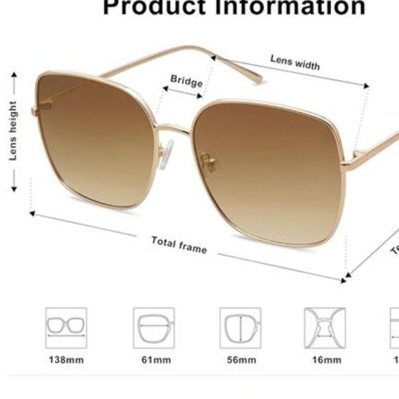 Oversized Square Metal Frame Sunglasses for Women Men Flat Mirrored Lens ?? main image 5